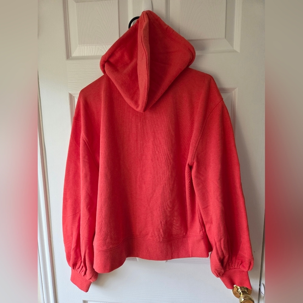 CABI Women's Deluxe Hoodie M Tangerine Coral Full Zip Tassle Drawstring - Picture 3 of 10